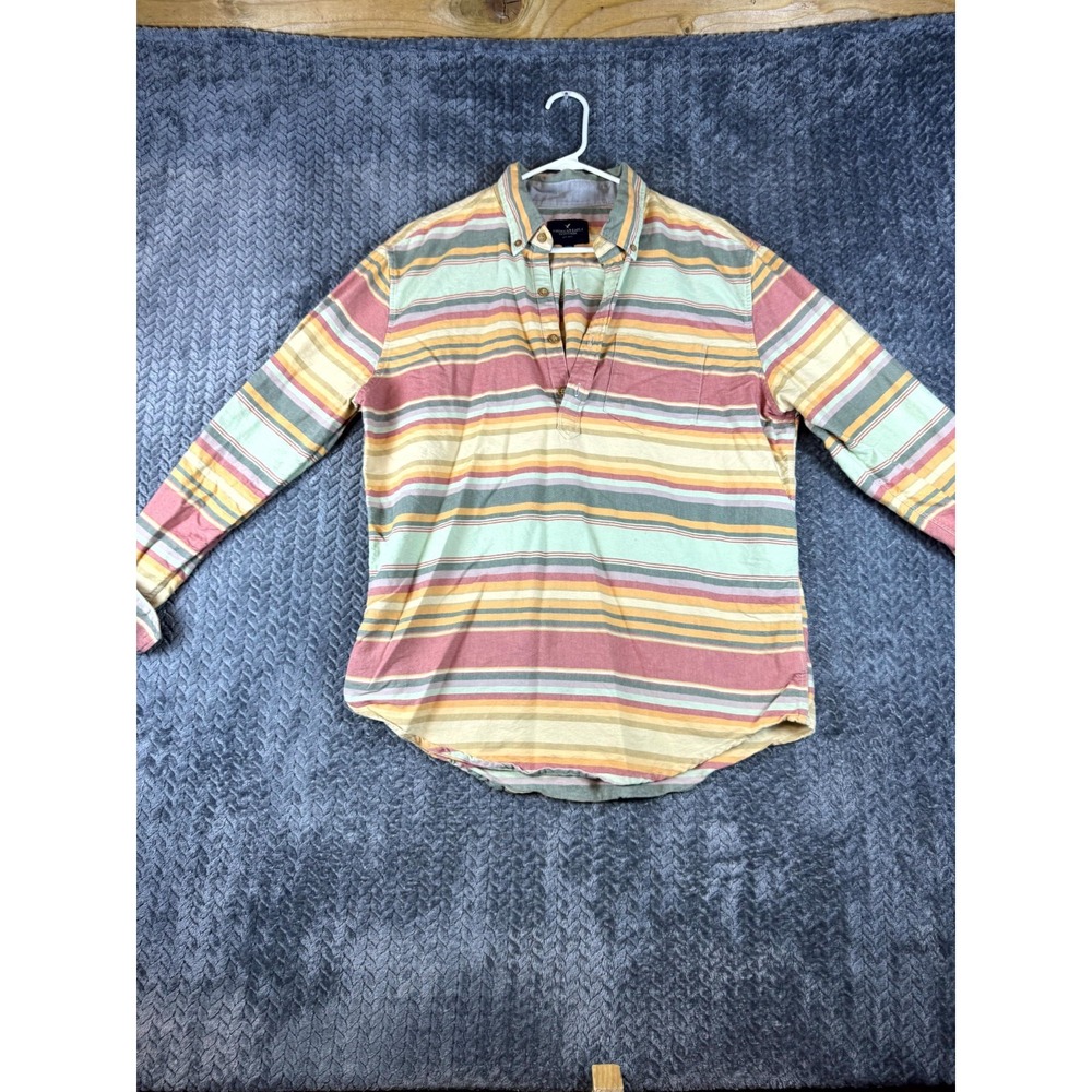 American Eagle Outfitters Shirt Mens Large Multicolor Striped Cotton Button Down